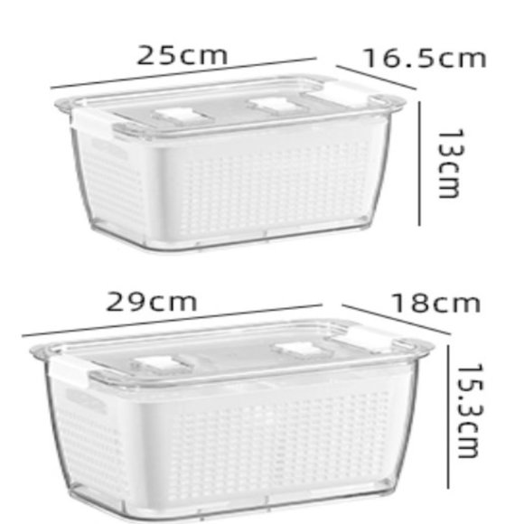 New - Vented Fridge Organizers Produce Saver Baskets - Set of 2 - Picture 3 of 5